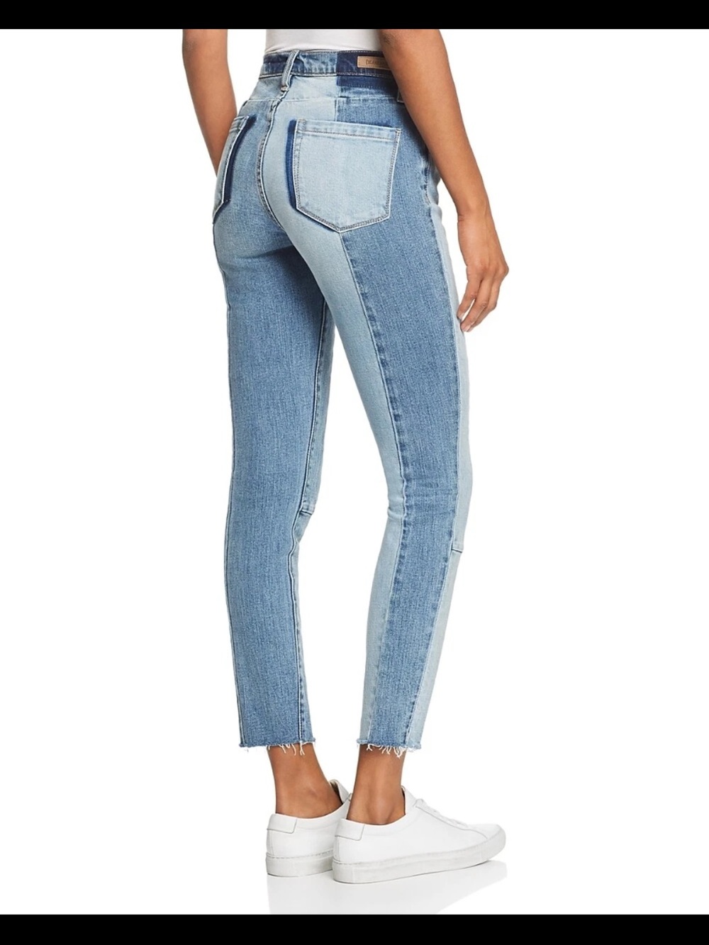 Blank NYC The Reade Crop Two-Tone Light Blue Patchwork Skinny Jeans - Picture 2 of 7